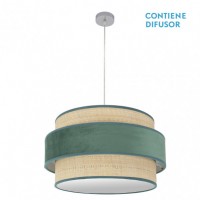 Distribuidor - Lâmpadas Diversas | Colgantes Moderno | COLGANTE REYES 3XE27 CROMO/NATURAL-VERDE REGX60X60 CM Ref: 177496006